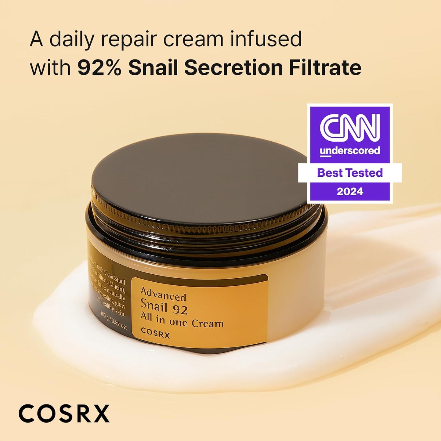 Transformative Snail Mucin Repair Cream - Ultimate Daily Moisturizer for Dry, Acne-Prone, and Sensitive Skin | Cruelty-Free & Paraben-Free Korean Skincare (3.52 Fl Oz