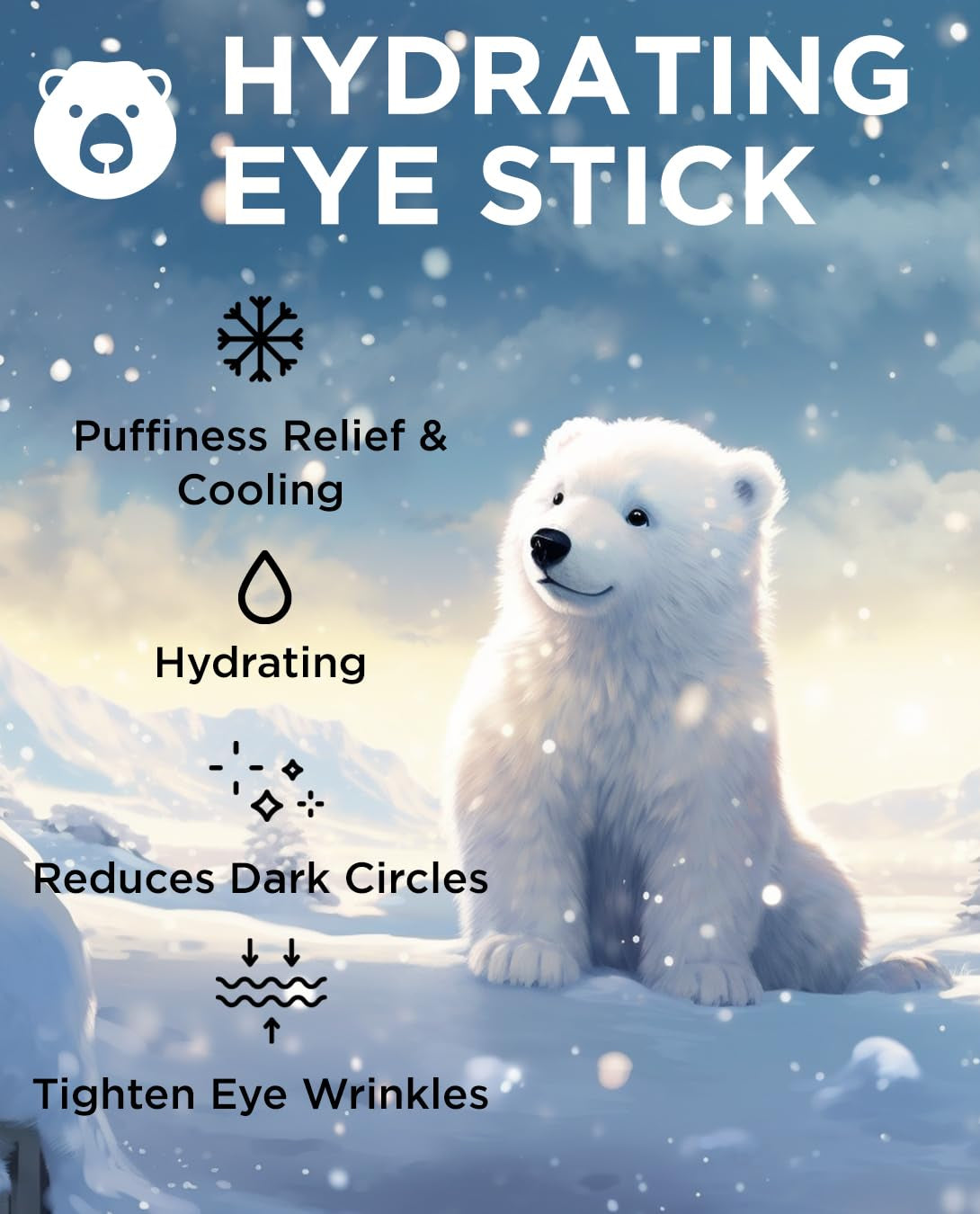 Iceland Hydrating Eye Stick - 0.24 Oz | Cooling Eye Balm for Dark Circles, Puffiness & Wrinkles | Refreshing Under-Eye Treatment with Aqua Scent